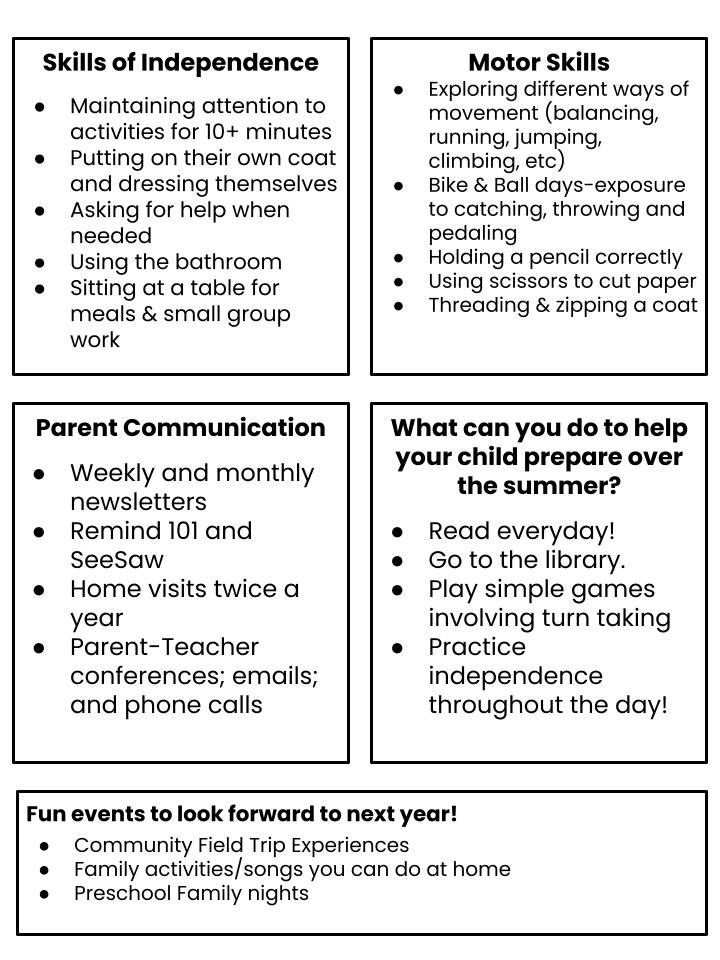 Seward Public Schools - What to Expect in Preschool!
